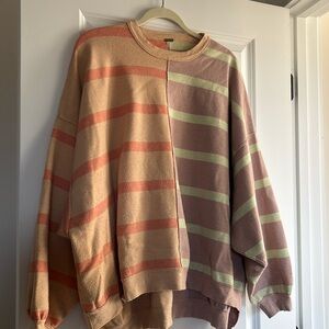 Free people uptown stripe pullover (two tone sweater)